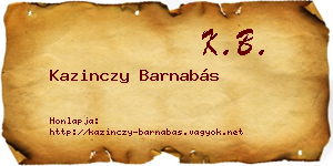 Kazinczy Barnabás névjegykártya